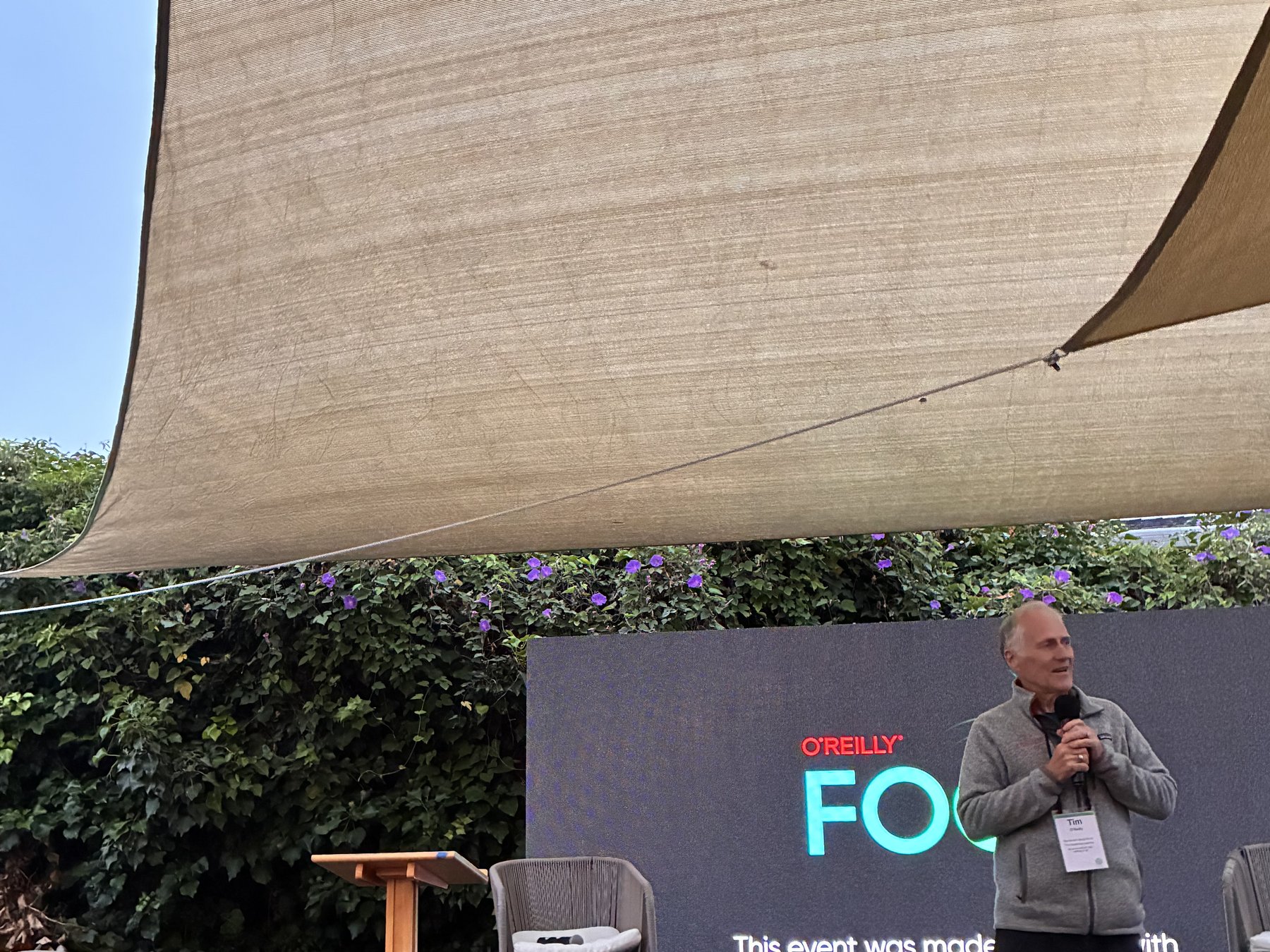 Tim O'Reilly opens the FOO Camp session at Lighthaven, Berkeley